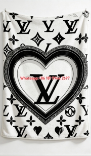 Heart Shaped LV Monogram Flannel Throw Blanket 332